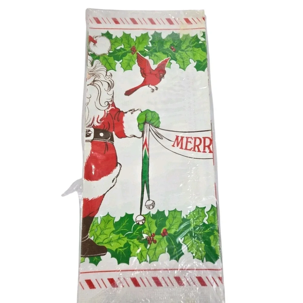 3 Vtg 80s Hallmark & Lay-Cee's Paper Christmas Table Covers 60x102 and 52x90 NOS